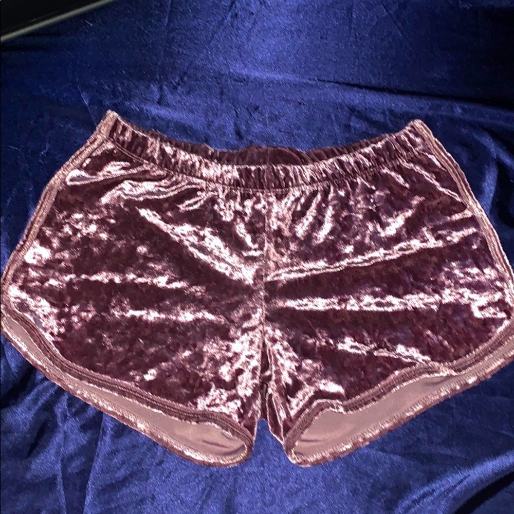 velvet rose gold booty shorts